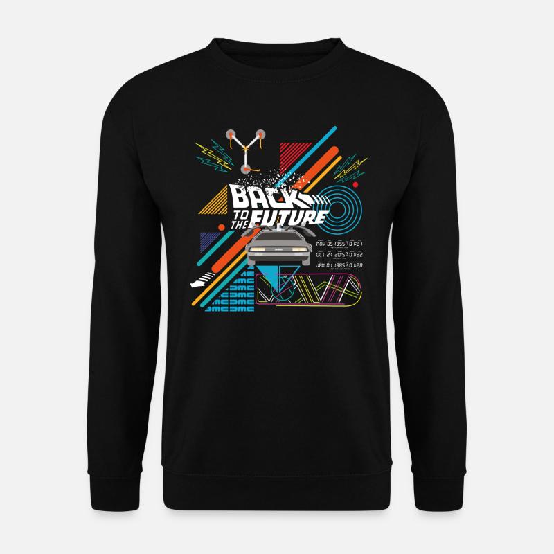 Back To The Future Logo With Delorean Time Machine - Unisex Sweatshirt - black