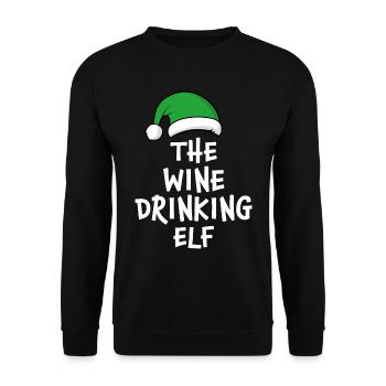 Der Wein trinkende Elf - Unisex Pullover - Schwarz - Vorne - Alina (178cm) & Michal (187cm)