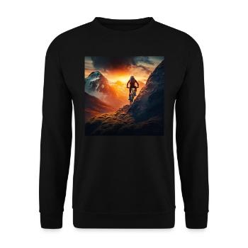 Cyclistes VTT au coucher du soleil en descente - Sweat-shirt Unisexe - noir - Devant - Alina (178cm) & Michal (187cm)