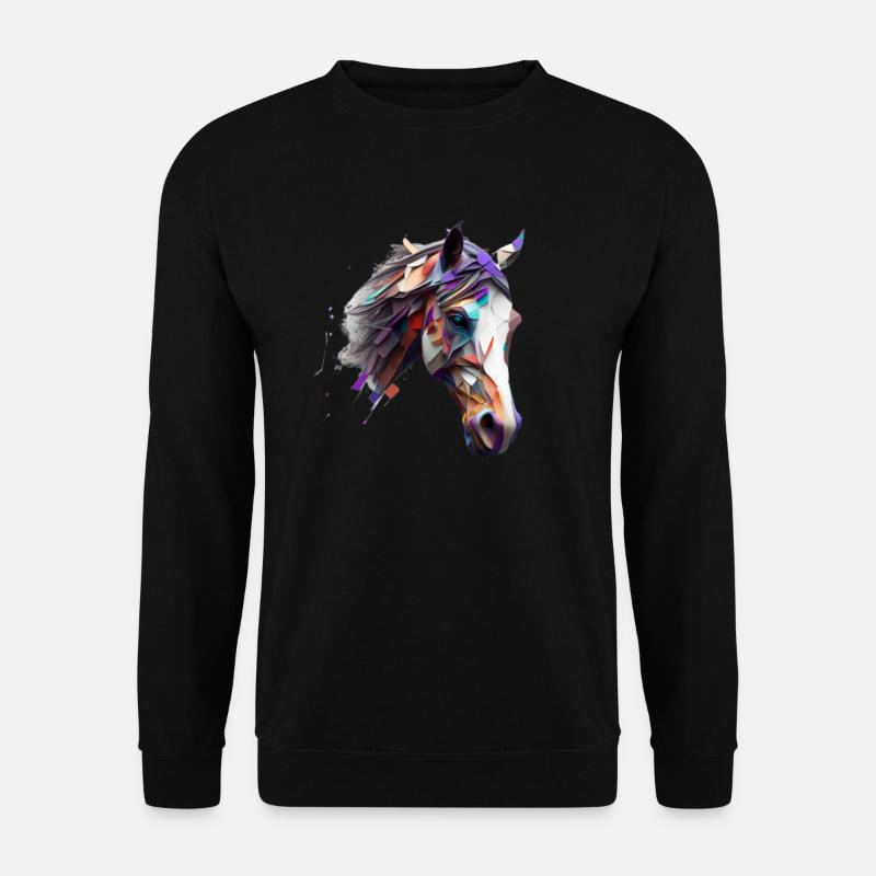 Mosaik-Design des Pferdekopfs - Unisex Pullover - Schwarz
