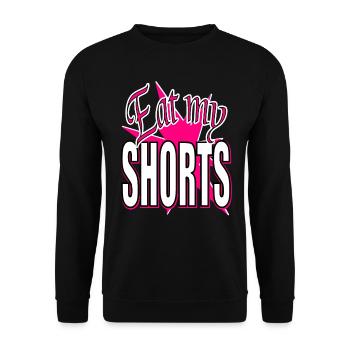 friss meine Shorts - Stern in Pink - Unisex Pullover - Schwarz - Vorne - Alina (178cm) & Michal (187cm)