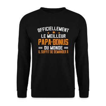Officiellement Meilleur Papa Bonus Personnalisé - Sweat-shirt Unisexe - noir - Devant - Alina (178cm) & Michal (187cm)