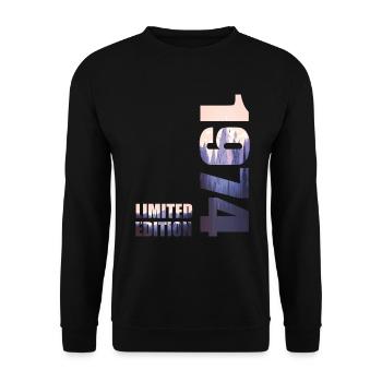 1974. Limited Edition T-Shirt Birthday Idea - Unisex Sweatshirt - black - Front - Alina (178cm) & Michal (187cm)
