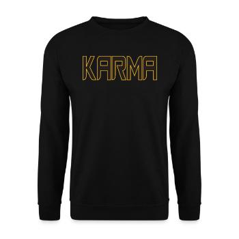 Karma T-Shirt Hommes Femmes Enfants T-Shirt Karma - Sweat-shirt Unisexe - noir - Devant - Alina (178cm) & Michal (187cm)