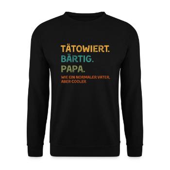 Tätowiert Bärtig Papa Cooler - Unisex Pullover - Schwarz - Vorne - Alina (178cm) & Michal (187cm)