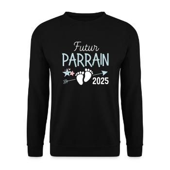 Futur Parrain 2025 Cadeau baptême - Sweat-shirt Unisexe - noir - Devant - Alina (178cm) & Michal (187cm)