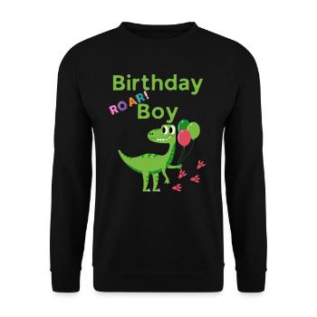 Birthday Boy roar! Dinosaurier Geburtstag Junge - Unisex Pullover - Schwarz - Vorne - Alina (178cm) & Michal (187cm)