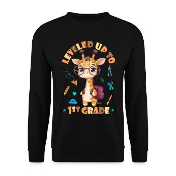 Surclassé en 1ère classe - Funny Giraffe - Sweat-shirt Unisexe - noir - Devant - Alina (178cm) & Michal (187cm)