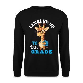 In die 4. Klasse hochgestuft - Lustige Giraffe - Unisex Pullover - Schwarz - Vorne - Alina (178cm) & Michal (187cm)