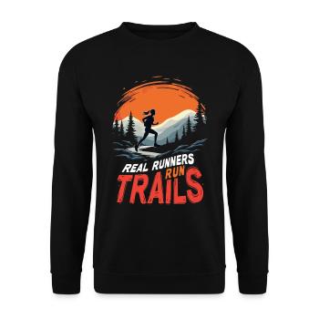 Real Runners Run Trails - Trail Running - Sweat-shirt Unisexe - noir - Devant - Alina (178cm) & Michal (187cm)