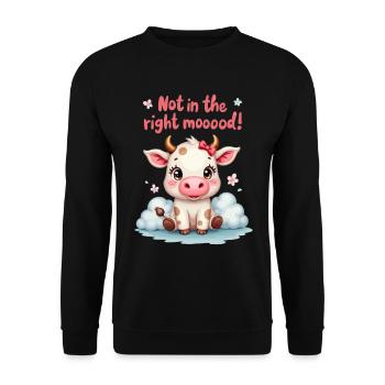 Süße traurige Kuh nicht in der richtigen Stimmung - Unisex Pullover - Schwarz - Vorne - Alina (178cm) & Michal (187cm)