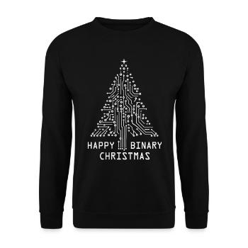 Tech inspirierter Weihnachtsbaum für Geeks - Unisex Pullover - Schwarz - Vorne - Alina (178cm) & Michal (187cm)