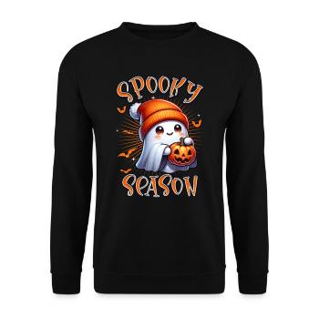 Spooky Season Ghost - Unisex Pullover - Schwarz - Vorne - Alina (178cm) & Michal (187cm)