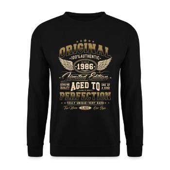 Original 1986 Vintage Born Cadeau d’anniversaire - Sweat-shirt Unisexe - noir - Devant - Alina (178cm) & Michal (187cm)