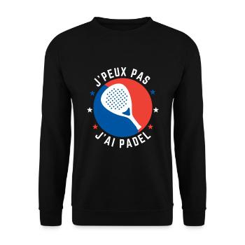 J'Peux Pas J'ai Padel Raquette Cadeau Padeliste - Sweat-shirt Unisexe - noir - Devant - Alina (178cm) & Michal (187cm)