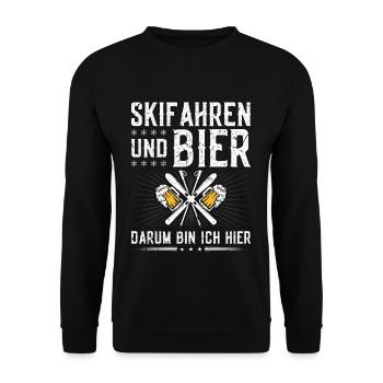 Apres Ski Spruch Witzig Skifahren Bier - Unisex Pullover - Schwarz - Vorne - Alina (178cm) & Michal (187cm)