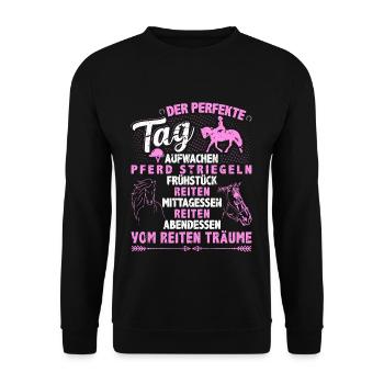 Der Perfekte Tag Reiten Pferd Mädchen Pferde - Unisex Pullover - Schwarz - Vorne - Alina (178cm) & Michal (187cm)