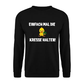 Einfach mal die Kresse halten - Unisex Pullover - Schwarz - Vorne - Alina (178cm) & Michal (187cm)