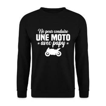 Né pour conduire une moto avec papy - Sweat-shirt Unisexe - noir - Devant - Alina (178cm) & Michal (187cm)
