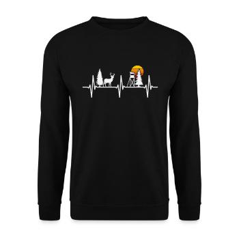 Hunting Heartbeat Deer Season Hunt Hunter Huntress - Unisex Sweatshirt - black - Front - Alina (178cm) & Michal (187cm)