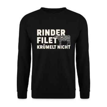 Rinderfilet krümelt nicht Grillmeister - BBQ Shirt - Unisex Pullover - Schwarz - Vorne - Alina (178cm) & Michal (187cm)