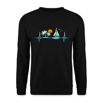 Sailing Ship Cruise Vacation Heartbeat - Unisex Sweatshirt - black - Front - Alina (178cm) & Michal (187cm)