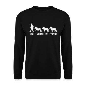 Shetland Pony Meine Follower Pferde Reitsport - Unisex Pullover - Schwarz - Vorne - Alina (178cm) & Michal (187cm)