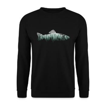 Trout Fly Fishing Forest Nature Wildlife Fisherman - Unisex Sweatshirt - black - Front - Alina (178cm) & Michal (187cm)