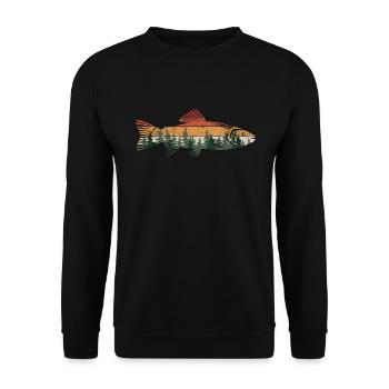 Trout Fly Fishing Forest Nature Wildlife Fisherman - Unisex Sweatshirt - black - Front - Alina (178cm) & Michal (187cm)