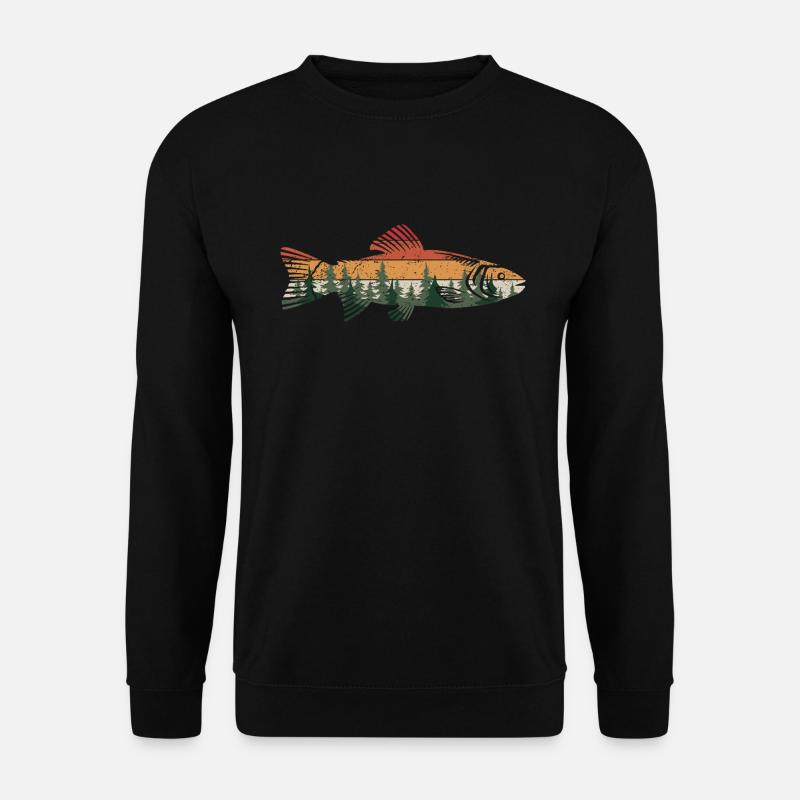 Fisch Forelle Angeln Angler Outdoor Wald - Unisex Pullover - Schwarz