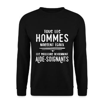 Aide soignant humour cadeau drôle - Sweat-shirt Unisexe - noir - Devant - Alina (178cm) & Michal (187cm)