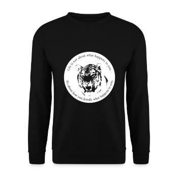 Inspiring saying Tiger Mindset Motivation - Unisex Sweatshirt - black - Front - Alina (178cm) & Michal (187cm)
