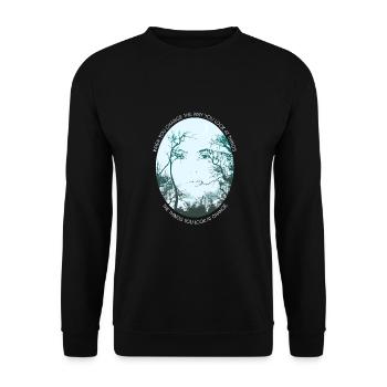 Inspirierender Spruch Bäume Philosophie Wald Zitat - Unisex Pullover - Schwarz - Vorne - Alina (178cm) & Michal (187cm)