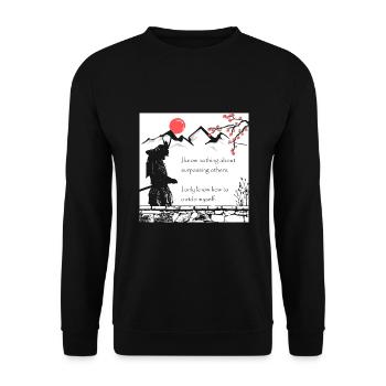 Samurai Zitat Japan Krieger Inspirierender Spruch - Unisex Pullover - Schwarz - Vorne - Alina (178cm) & Michal (187cm)