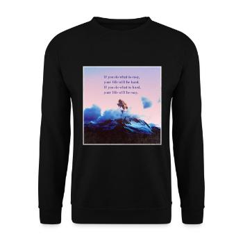 Motivation Zitat Inspirierend Erfolg Himmel Berge - Unisex Pullover - Schwarz - Vorne - Alina (178cm) & Michal (187cm)