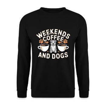 Weekends, Coffee and Dogs | Dog lover - Unisex Sweatshirt - black - Front - Alina (178cm) & Michal (187cm)
