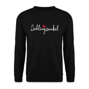 Lieblingsonkel weiß - Unisex Pullover - Schwarz - Vorne - Alina (178cm) & Michal (187cm)