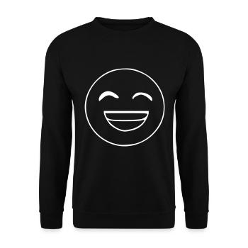 Emoji grinsend Skizze weiß - Unisex Pullover - Schwarz - Vorne - Alina (178cm) & Michal (187cm)