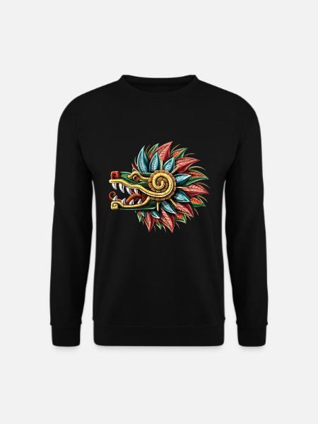 Quetzalcoatl Aztekischer gefiederter Schlangengott - Unisex Pullover - Schwarz
