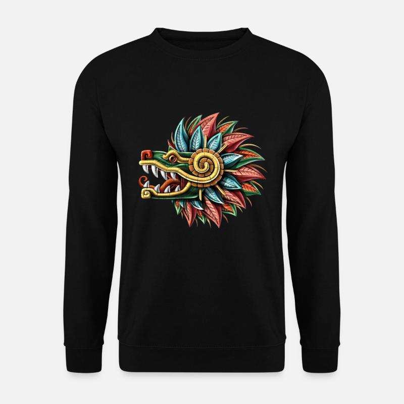 Quetzalcoatl Aztekischer gefiederter Schlangengott - Unisex Pullover - Schwarz