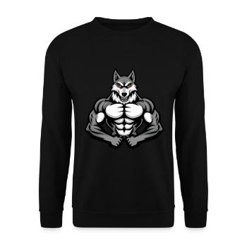 Husky Dog Muscles Bodybuilding - Unisex Sweatshirt - black - Front - Alina (178cm) & Michal (187cm)