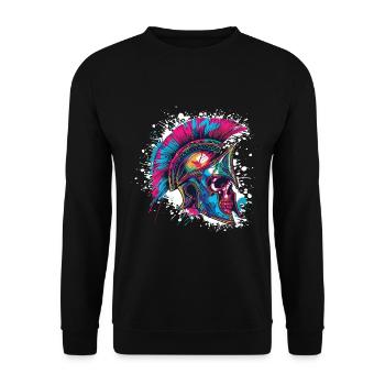 Spartaner Totenkopf Gladiator - Unisex Pullover - Schwarz - Vorne - Alina (178cm) & Michal (187cm)