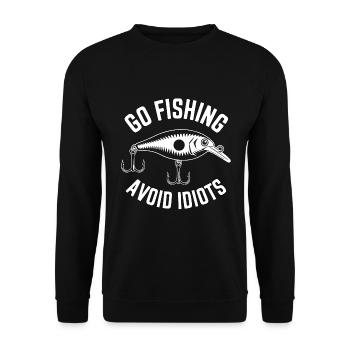 Fischen gehen und Menschen vermeiden - Unisex Pullover - Schwarz - Vorne - Alina (178cm) & Michal (187cm)