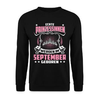 Septembre - anniversaire - princesse 3 - Sweat-shirt Unisexe - noir - Devant - Alina (178cm) & Michal (187cm)