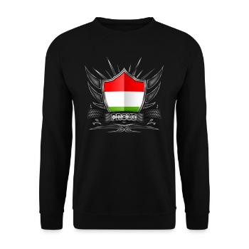 Ungarn Flagge Wappen Proud 012 - Unisex Pullover - Schwarz - Vorne - Alina (178cm) & Michal (187cm)
