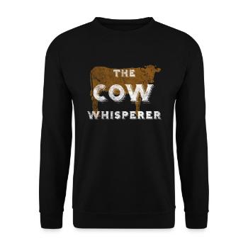COW Whisperer Retro Vintage Gift For Farm Lover - Unisex Sweatshirt - black - Front - Alina (178cm) & Michal (187cm)