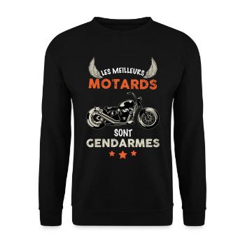 Moto motards gendarmes - Sweat-shirt Unisexe - noir - Devant - Alina (178cm) & Michal (187cm)
