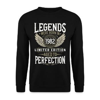 Né en 1982 Legends Cadeau d’anniversaire - Sweat-shirt Unisexe - noir - Devant - Alina (178cm) & Michal (187cm)