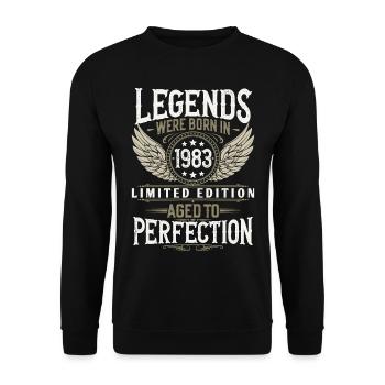 Né 1983 Légendes Anniversaire Cadeau - Sweat-shirt Unisexe - noir - Devant - Alina (178cm) & Michal (187cm)
