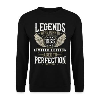 Born in 1955 Legends Birthday Gift - Unisex Sweatshirt - black - Front - Alina (178cm) & Michal (187cm)